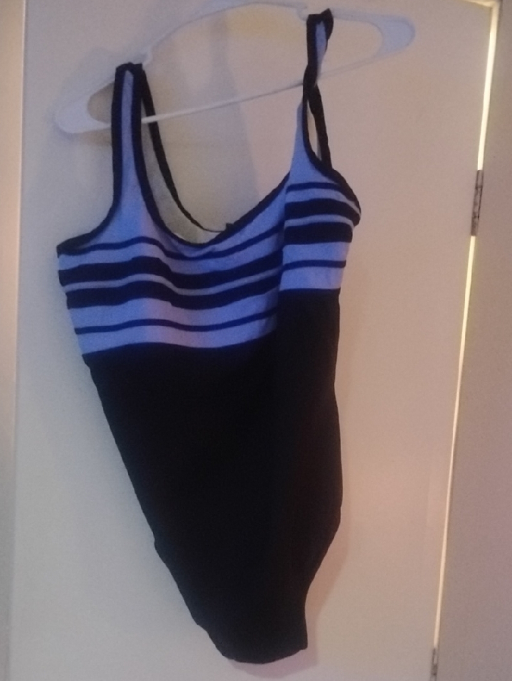 Miraclesuit Black and Light Blue Striped Women's Top